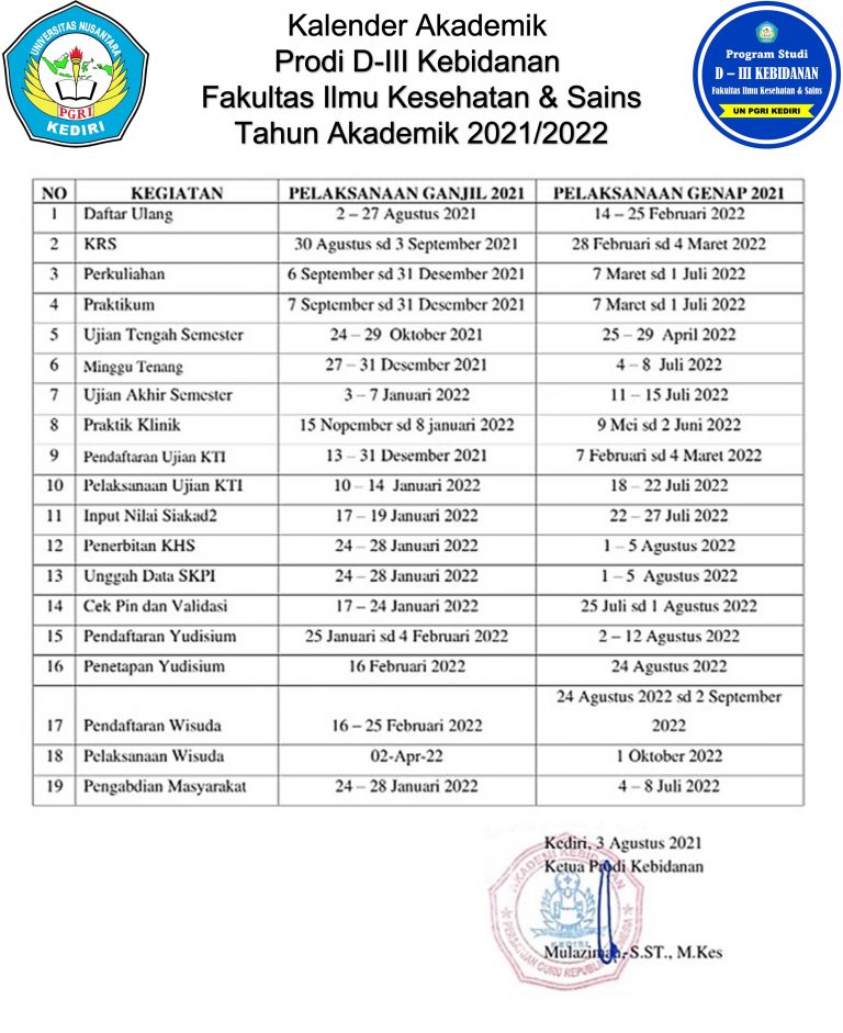 Kalender Akademik 2021/2022 – Kebidanan